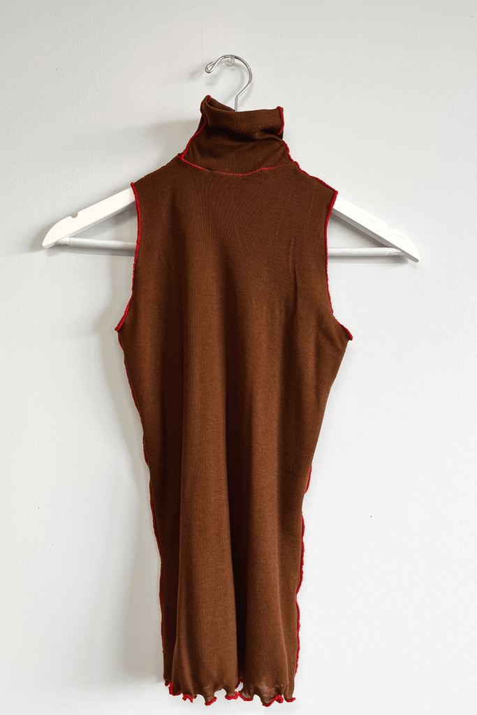 Eliza Faulkner Designs Inc. Shirts & Tops XS-S Sample Turtlrneck Tank Brown Wool