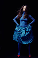 Eliza Faulkner Designs Inc. Skirts Audrey Skirt in Blue Leopard Taffeta