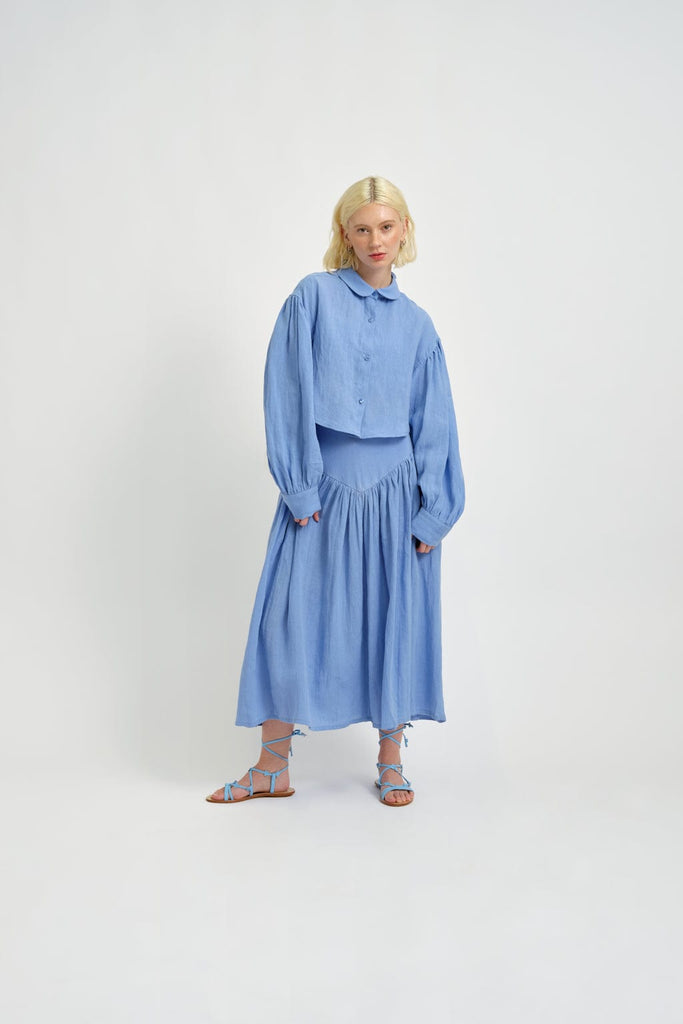 Eliza Faulkner Designs Inc. Skirts Lucille Skirt Blue Linen