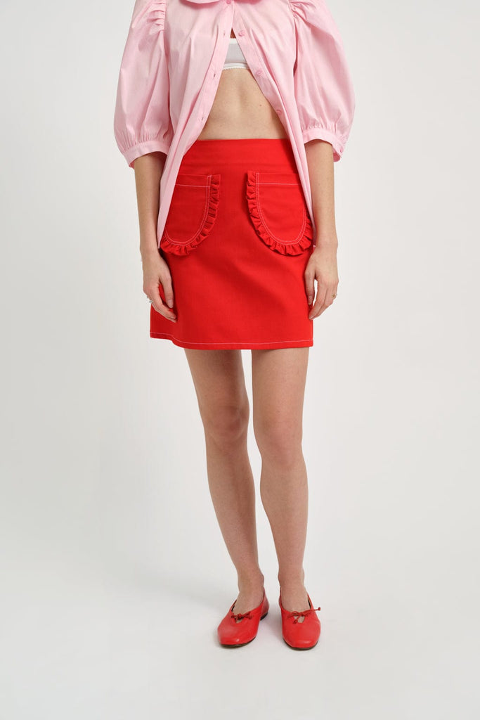 Eliza Faulkner Designs Inc. Skirts Tate Skirt Red Twill