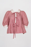 Eliza Faulkner Designs Inc. Small Pre-loved Georgie Blouse Red Pinstripe - Size S