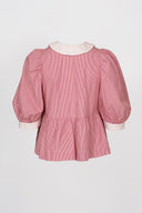 Eliza Faulkner Designs Inc. Small Pre-loved Georgie Blouse Red Pinstripe - Size S