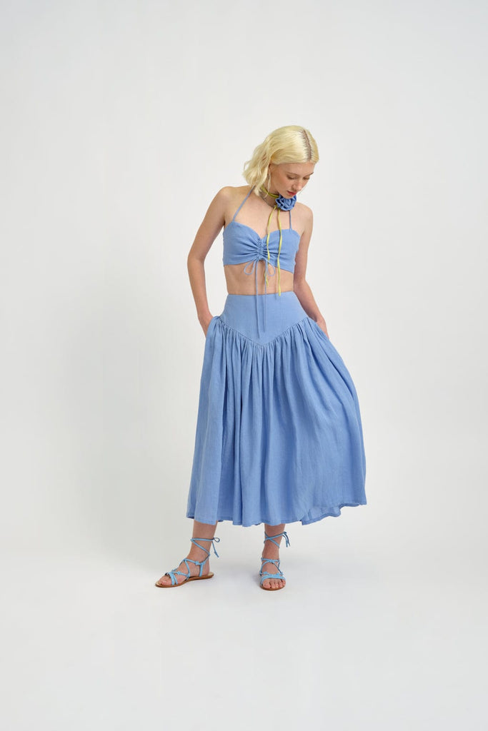Eliza Faulkner Designs Inc. Tops Frankie Halter Top Periwinkle Blue Linen