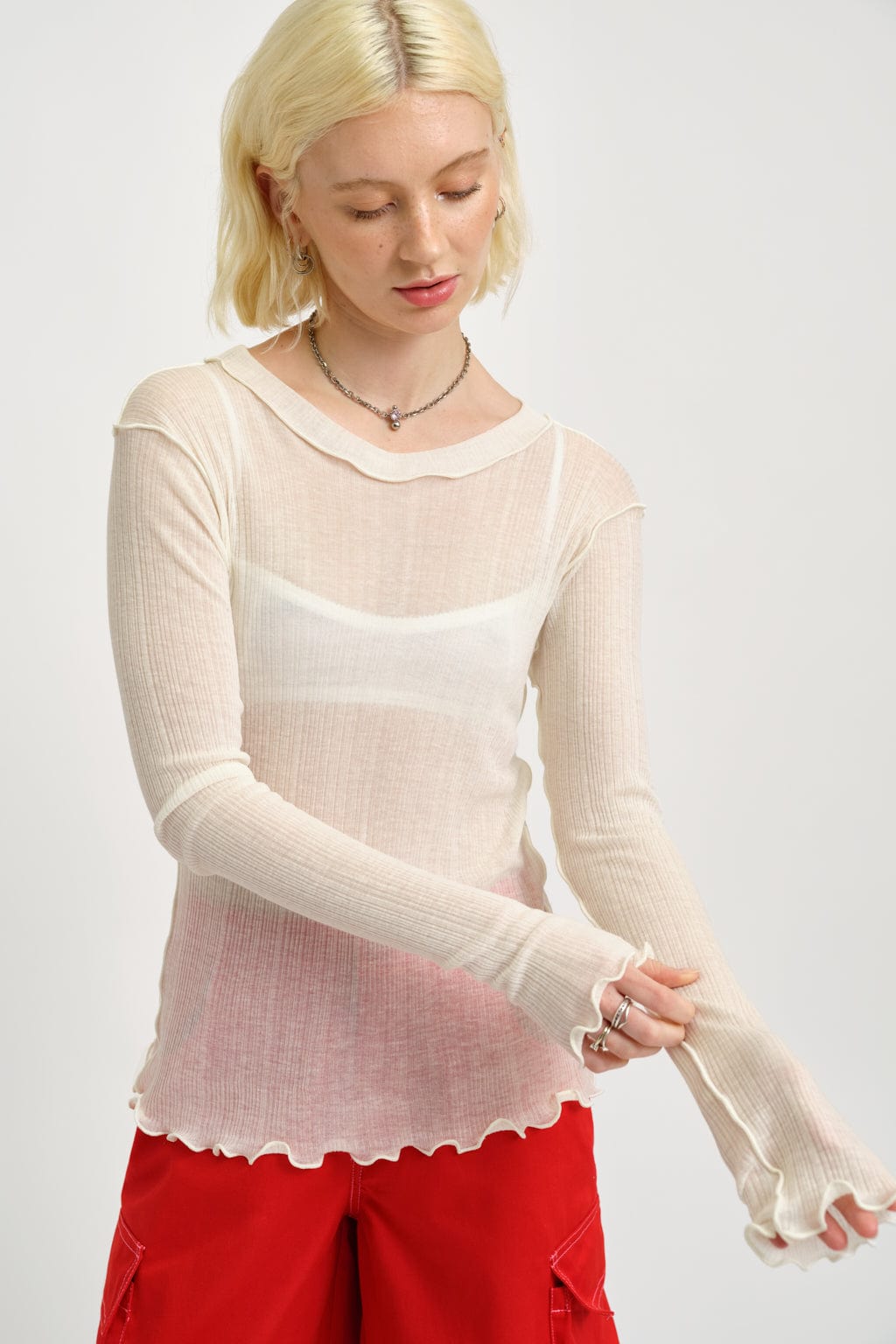 mina.t 専用ANUKE Layered Rib Tops ホワイト mina.t 専用ANUKE Layered Rib Tops ホワイト
