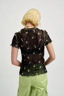 Eliza Faulkner Designs Inc. Tops Remy Tee Black Floral Mesh