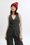 Eliza Faulkner Designs Inc. Vest Juliette Vest Grey Pinstripe