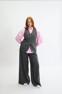 Eliza Faulkner Designs Inc. Vest Juliette Vest Grey Pinstripe