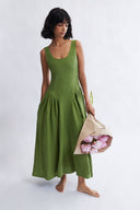 Eliza Faulkner Designs Inc. Vivienne Long Dress Green Linen