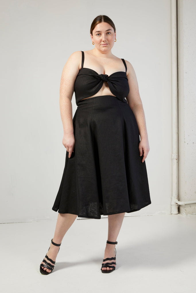 Eliza Faulkner Designs Inc. Black Linen Berkley Skirt