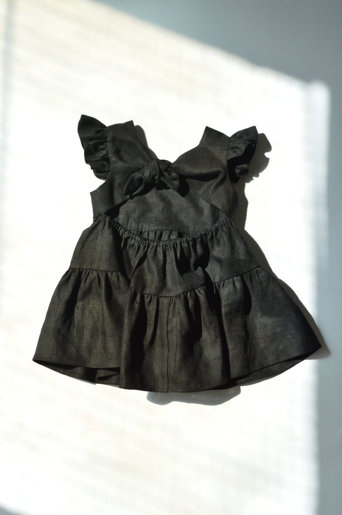 Eliza Faulkner Designs Inc. Dress Black Linen Baby Angelica Dress
