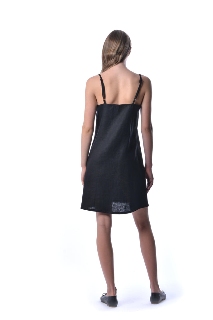 Eliza Faulkner Designs Inc. Dresses Black Linen Slip Dress