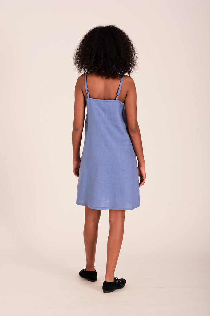 Eliza Faulkner Designs Inc. Dresses Drew Slip Dress Periwinkle Blue Linen