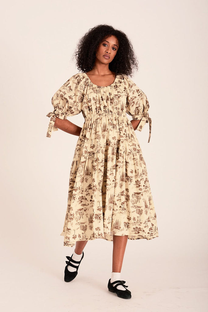 Eliza Faulkner Designs Inc. Dresses Jolen Dress Brown Toile De Jouy