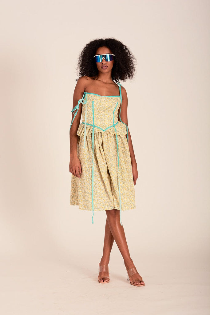 Eliza Faulkner Designs Inc. Dresses Tessa Dress Cream Floral & Eggshell Velvet