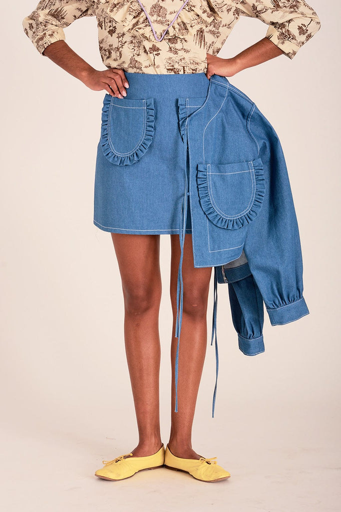 Eliza Faulkner Designs Inc. Mini Skirts Tate Mini Skirt Light Blue Denim