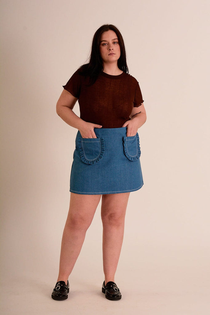 Eliza Faulkner Designs Inc. Mini Skirts Tate Mini Skirt Light Blue Denim