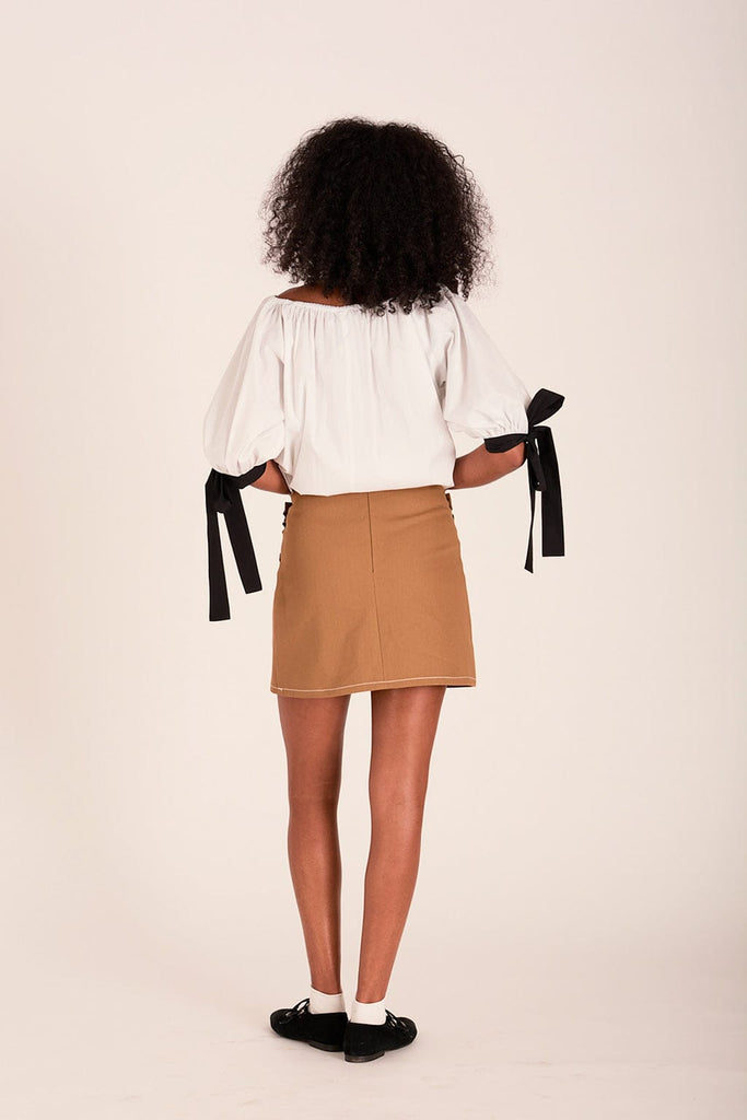 Eliza Faulkner Designs Inc. Mini Skirts Tate Mini Skirt Toffee Brown Twill