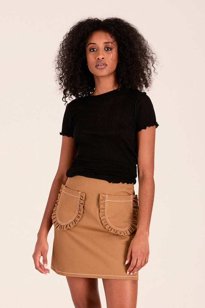Eliza Faulkner Designs Inc. Mini Skirts Tate Mini Skirt Toffee Brown Twill