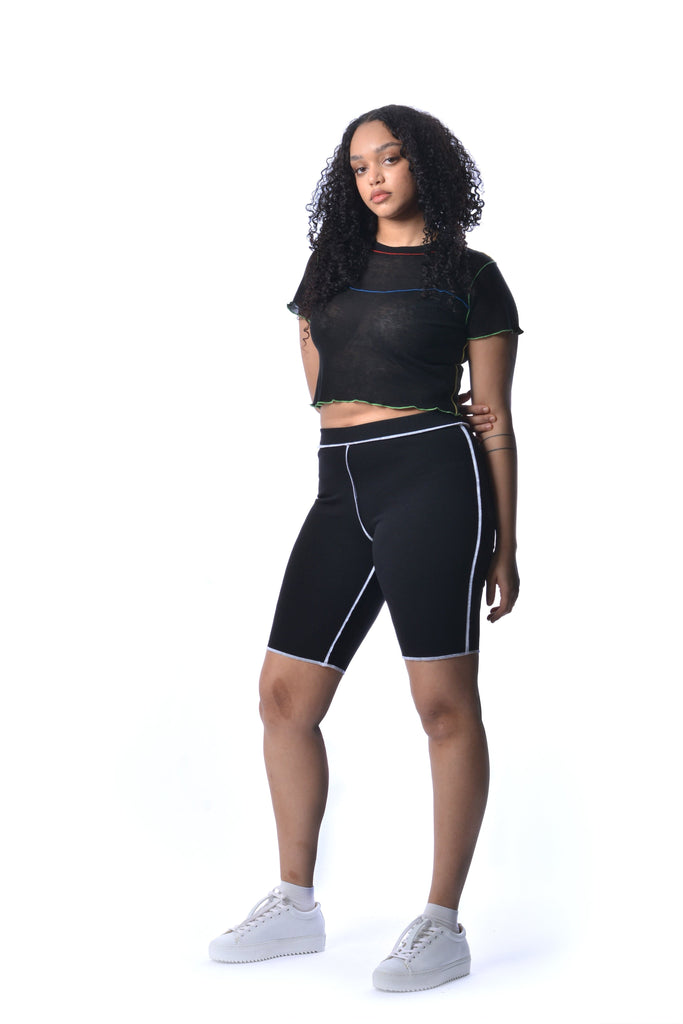 Eliza Faulkner Designs Inc. Shorts Black & White Ryder Biker Shorts