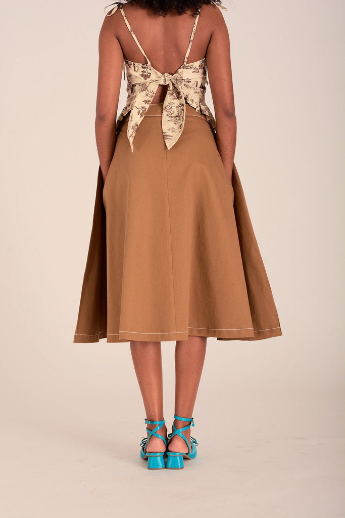 Eliza Faulkner Designs Inc. Skirts Winnie Skirt Toffee Brown Twill