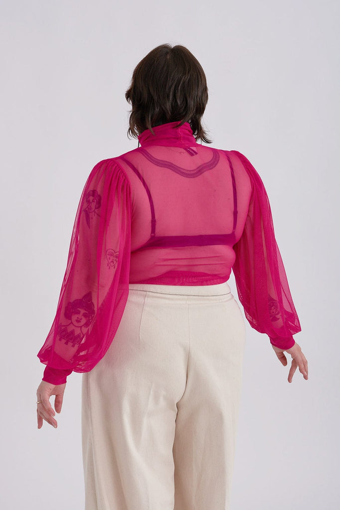 Eliza Faulkner Designs Inc. Tops Dolly Mesh Turtleneck Pink