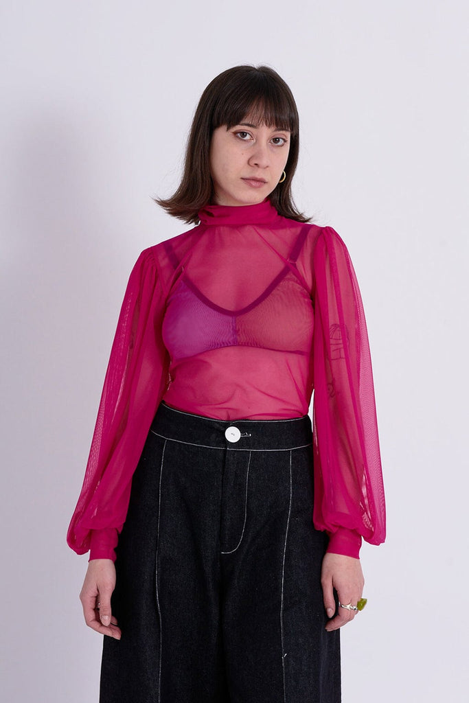 Eliza Faulkner Designs Inc. Tops Dolly Mesh Turtleneck Pink