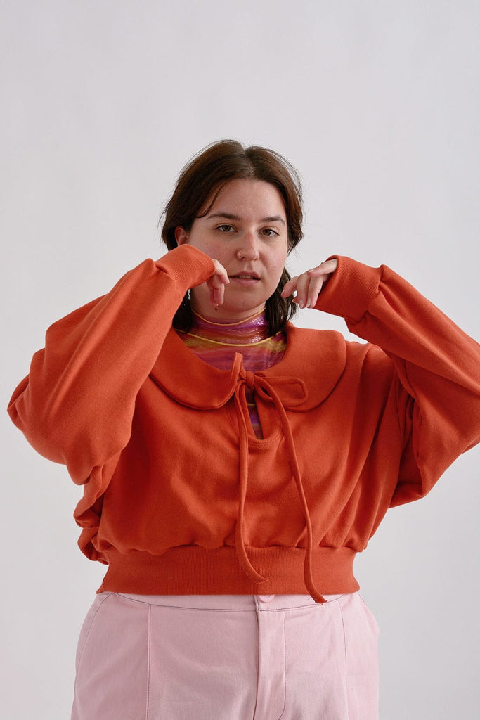 Eliza Faulkner Designs Inc. Tops Twee Crop Sweater Orange Fleece