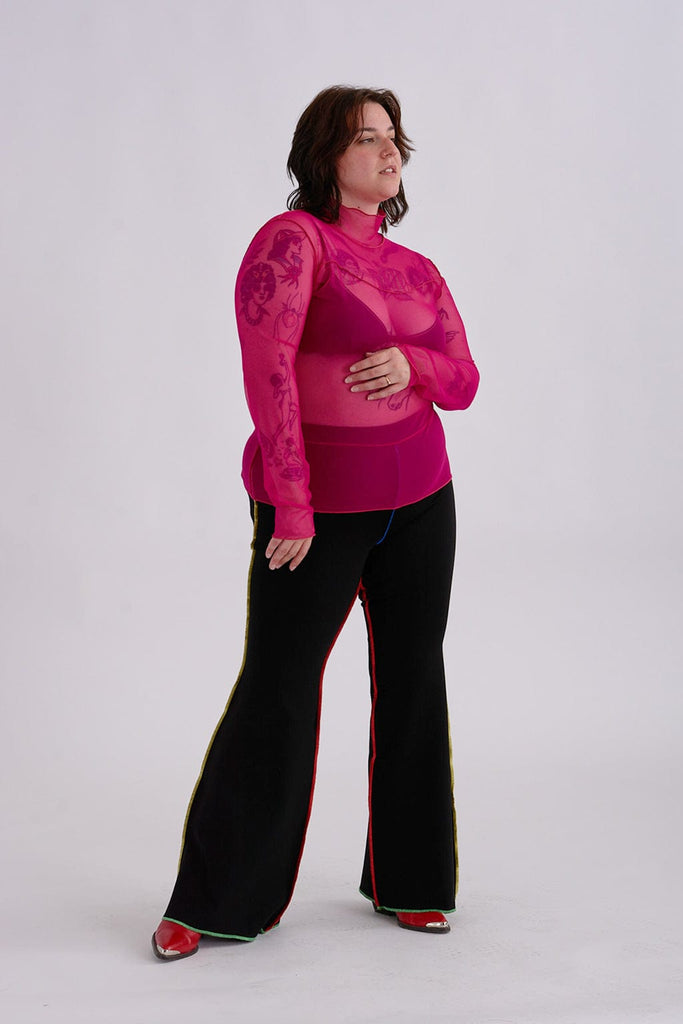 Eliza Faulkner Designs Inc. Tops Wave Mesh Turtleneck Pink