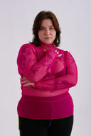 Eliza Faulkner Designs Inc. Tops Wave Mesh Turtleneck Pink