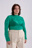 Eliza Faulkner Designs Inc. Tops Wave Mesh Turtleneck Teal